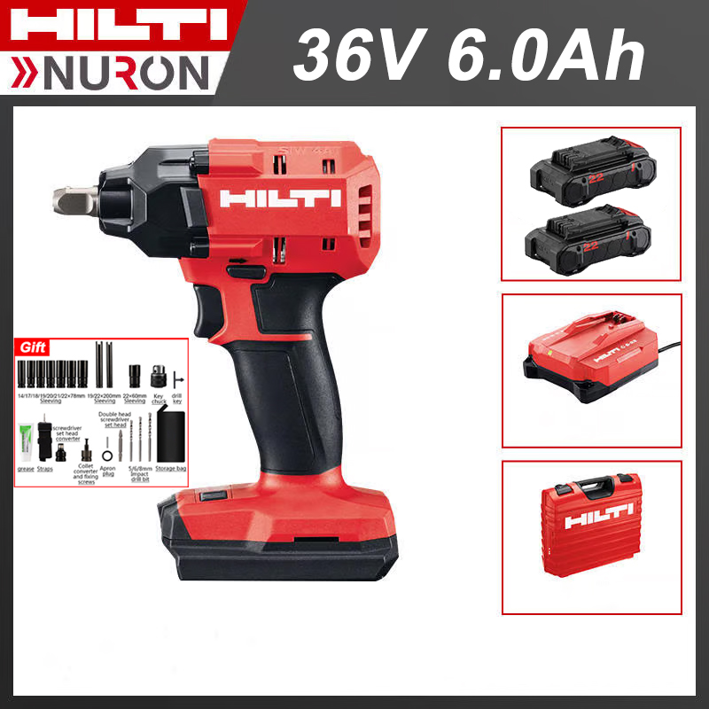 [elektrický kľúč HILTI/NURON SIW 4AT+36V/6,0Ah akumulátor*2+nabíjačka+box na náradie+sada náradia]