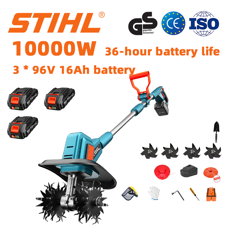 (Výdrž batérie 36 hodín) Pluh 10 000 W + lítiová batéria 96 V 16 Ah * 3 ks + rýchlonabíjačka * 1 ks + lopata * 1 ks + radlica pluhu * 4 ks + rezacie lano * 1 ks + rôzne príslušenstvo